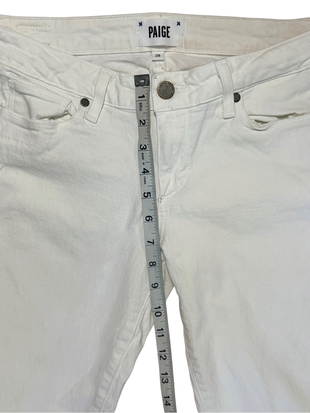 PAIGE Kylie Crop White Jeans Size 28 Made in USA Stretch Denim - Picture 6 of 9
